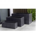 Charcoal rectangular fiberglass planters