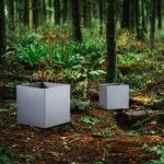 Silver square planters
