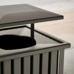 Steel. Powder coat. large capacity. commercial. waste. receptacle. recycle.