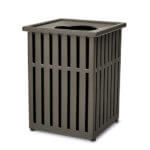 Steel. Powder coat. large capacity. commercial. waste. receptacle. recycle.