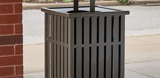 Bronze square trash can with hood