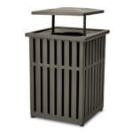 Steel. Powder coat. large capacity. commercial. waste. receptacle. recycle.