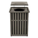 Steel. Powder coat. large capacity. commercial. waste. receptacle. recycle.