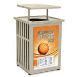 steel. logo. custom. waste. recycle. trash. outdoor. signage.