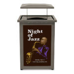 steel. logo. custom. waste. recycle. trash. outdoor. signage.