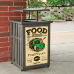 steel. logo. custom. waste. recycle. trash. outdoor. signage.