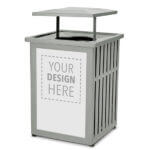 steel. logo. custom. waste. recycle. trash. outdoor. signage.